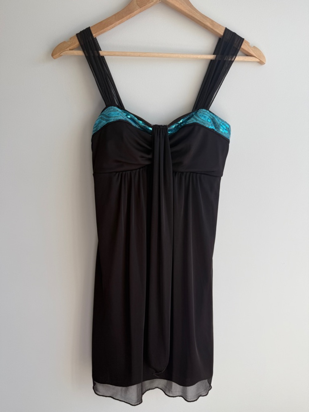 Vintage Y2K La Belle Brown and Teal Sequin Mini Dress